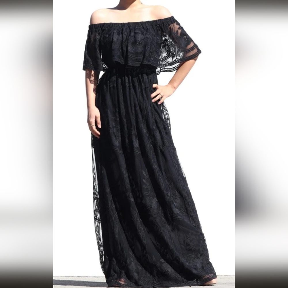 Off the shoulder Black Lace Dress